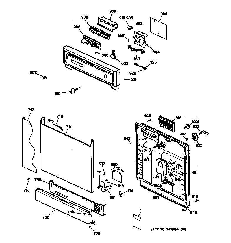 Kenmore 36314478795 escutcheon & door assembly diagram