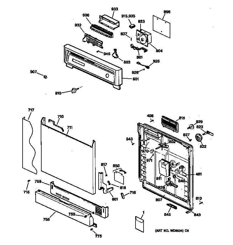 Kenmore 36315651893 escutcheon & door assembly diagram