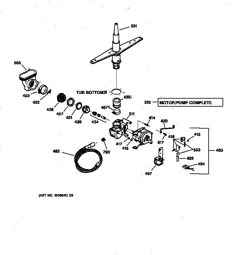 Kenmore 36315651893 motor-pump mechanism diagram