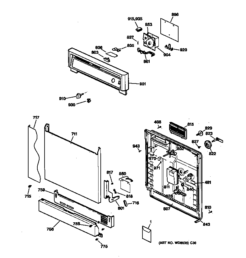 Kenmore 36314081993 escutcheon & door assembly diagram