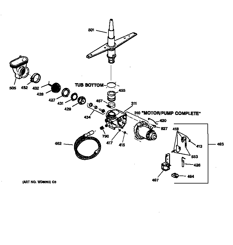 Kenmore 36314081993 motor-pump mechanism diagram