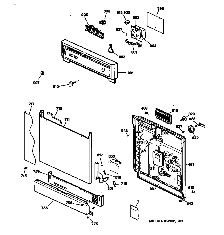 Kenmore 36314191992 escutcheon & door assembly diagram