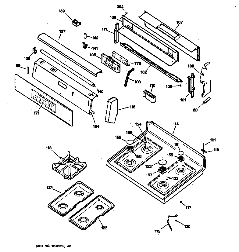 Kenmore 36275897000 control panel & cooktop diagram