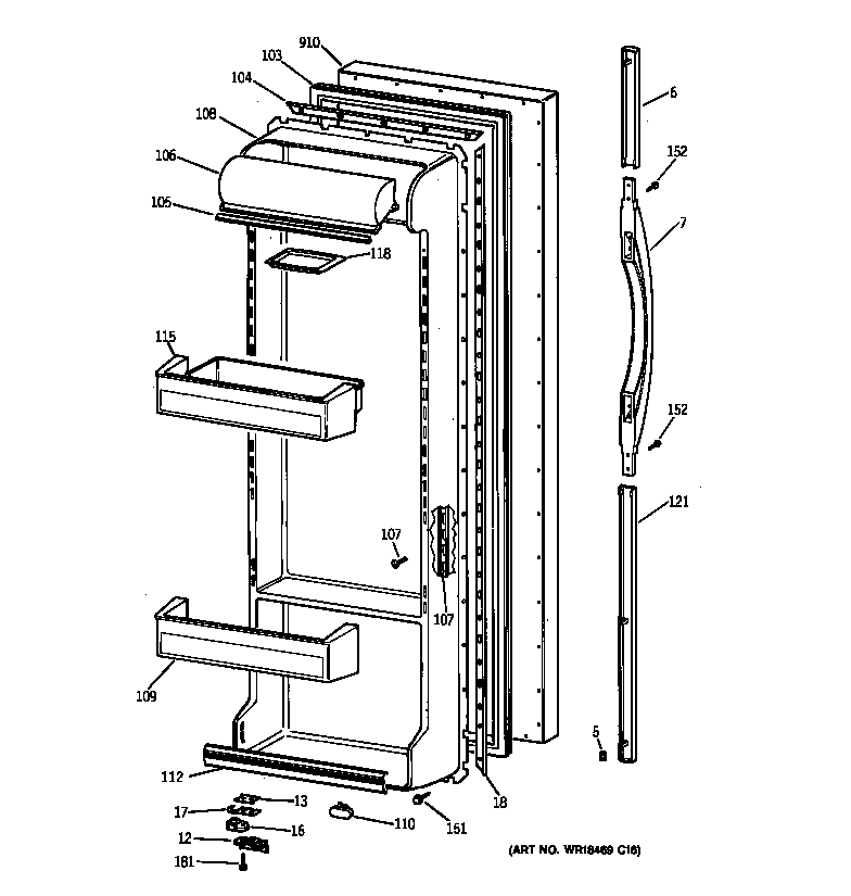 Kenmore 36350627000 fresh food door diagram