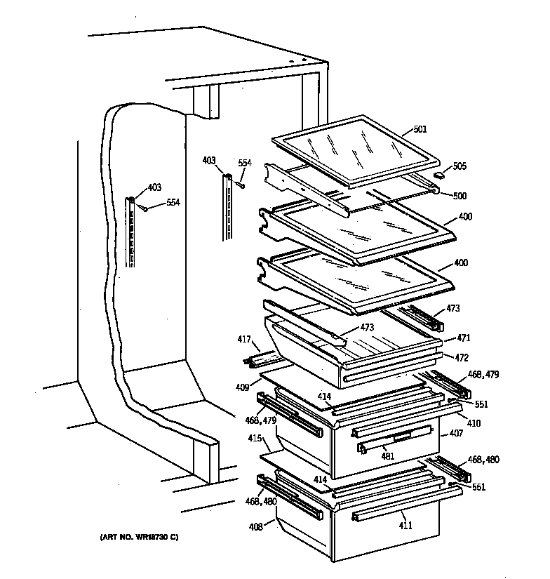 Kenmore 36350627000 fresh food section diagram