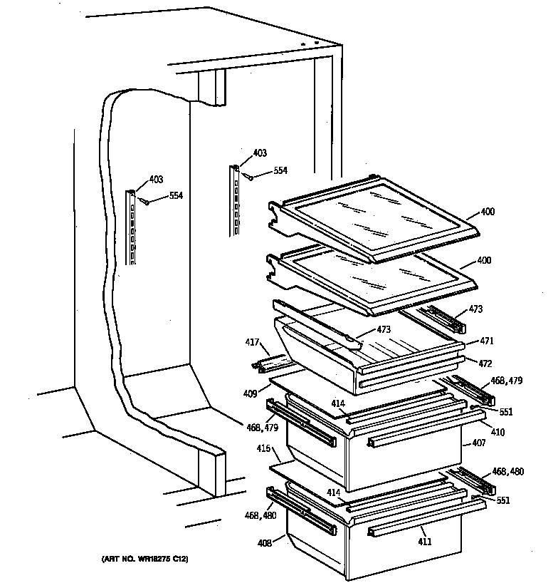 Kenmore 36350222000 fresh food section diagram
