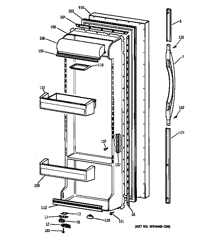 Kenmore 36350232000 fresh food door diagram