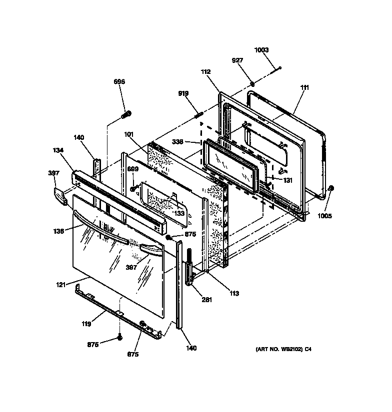 GE JBP24DB1AD door diagram