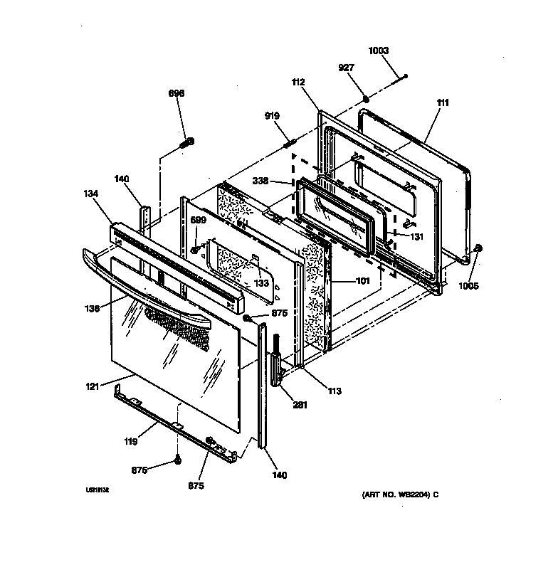 GE JBP66WB2WW door diagram