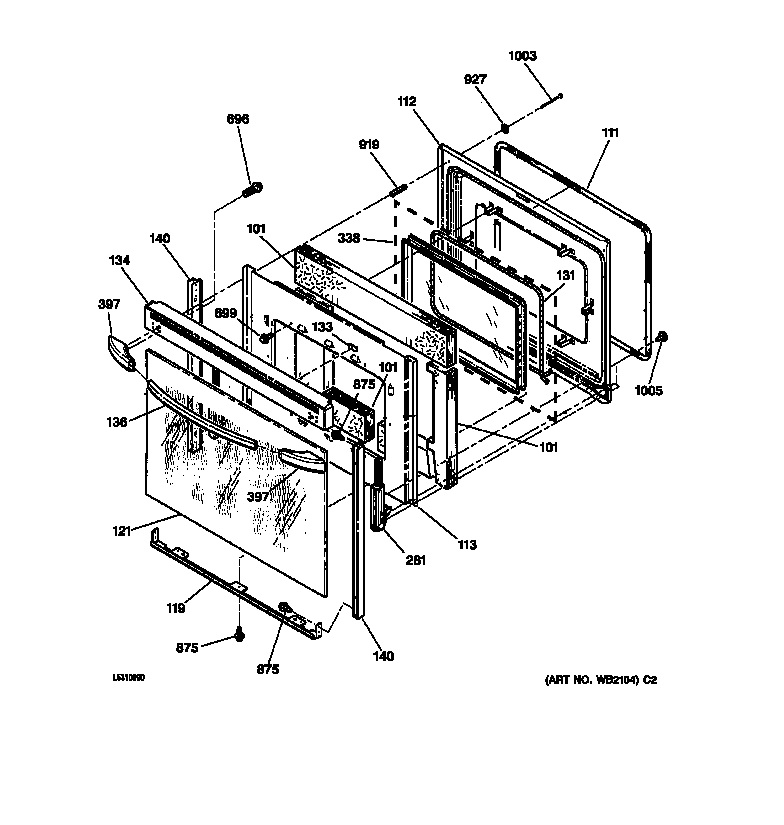 GE JBP78WXB1WW door diagram