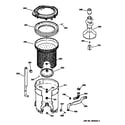 GE WCSR2070TDAA tub, basket & agitator diagram