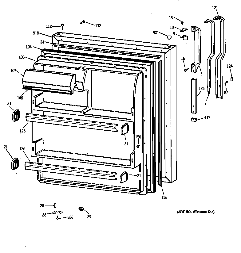 GE TBM18GADBRWW fresh food door diagram