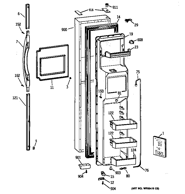Kenmore 36359472990 freezer door diagram