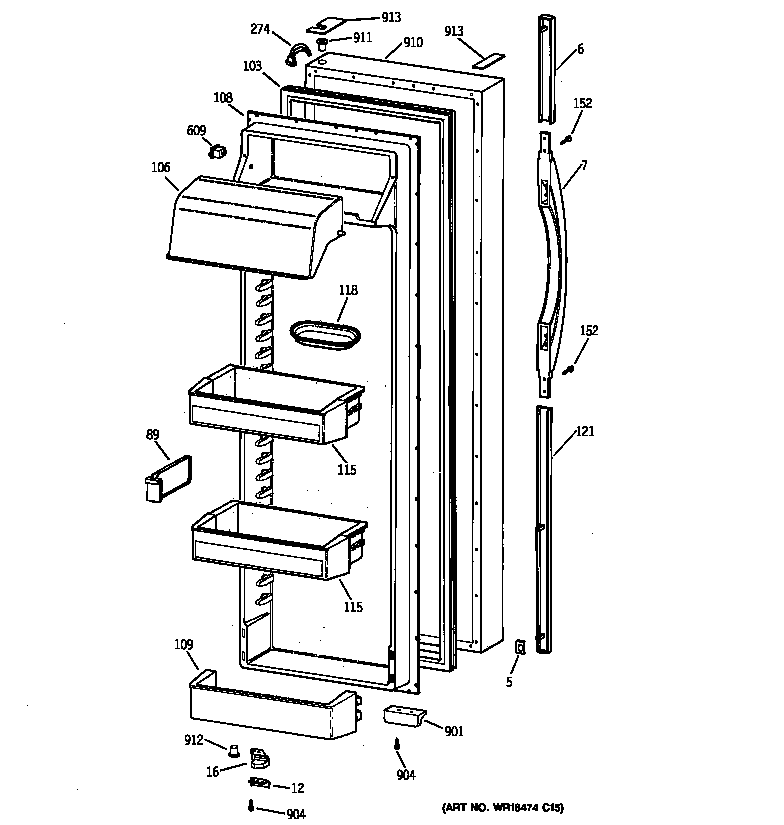 Kenmore 36359472990 fresh food door diagram
