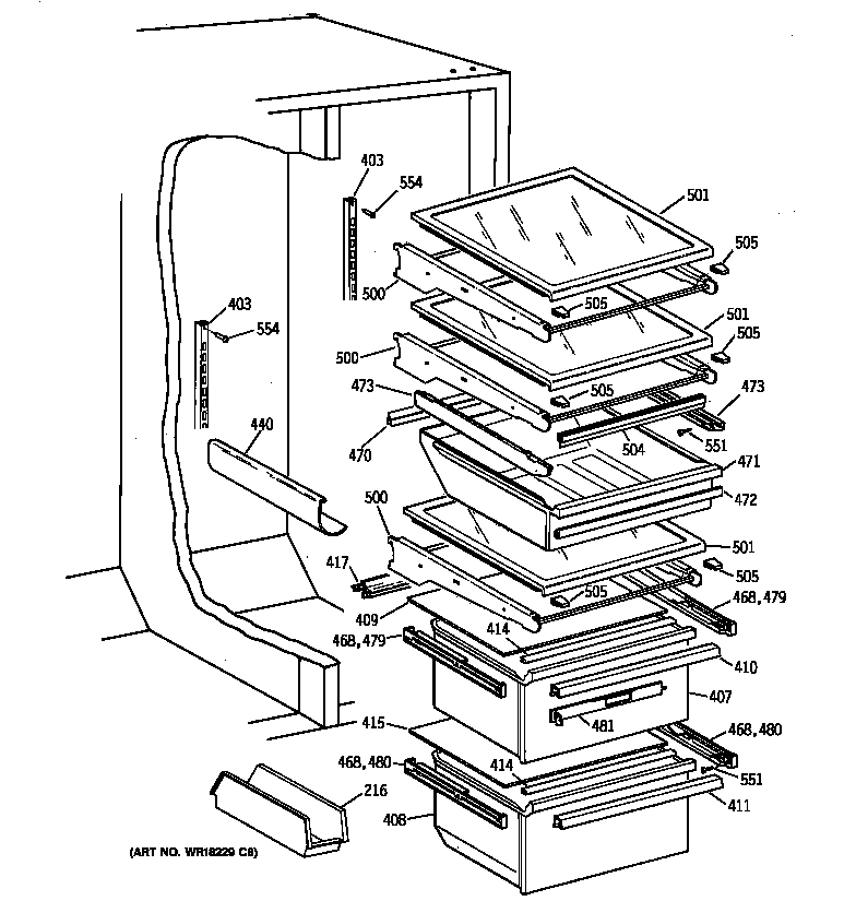 Kenmore 36359472990 fresh food section diagram