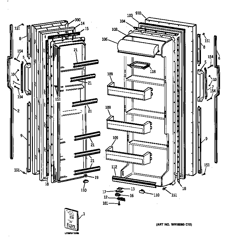 GE TFX20SAXFWW doors diagram