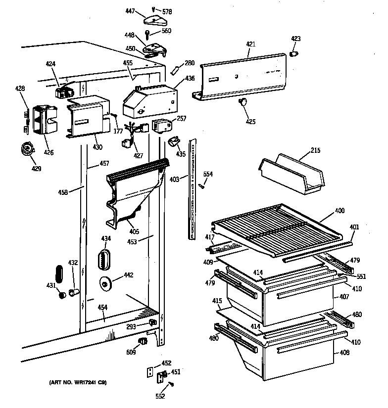 GE TFX20SAXFWW fresh food section diagram