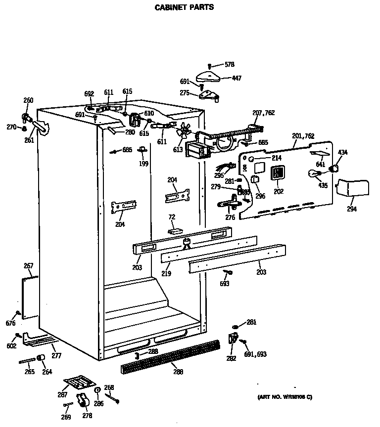 GE TBX19PATMRBB cabinet parts diagram