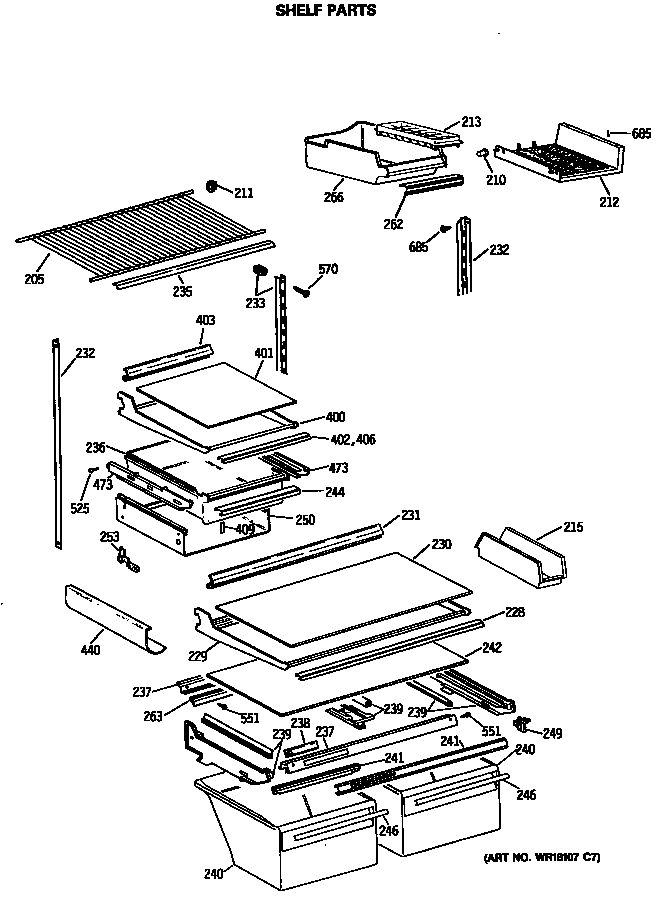 GE TBX19PATMRBB shelf parts diagram
