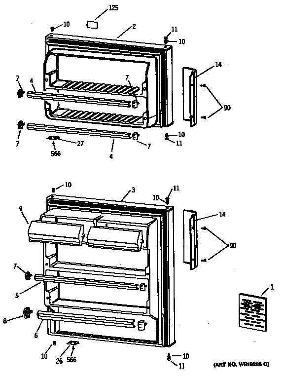 GE CTX14AATARAD doors diagram