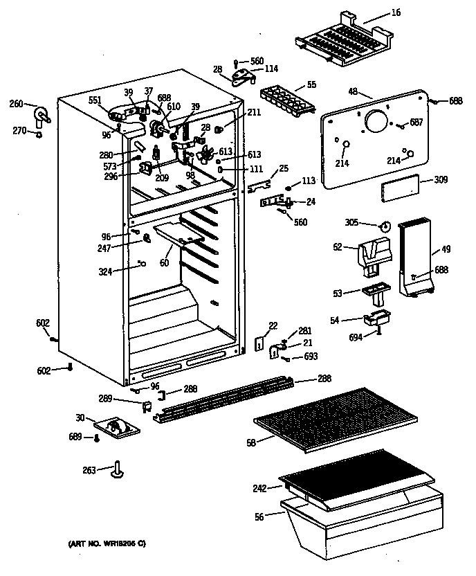 GE CTX14AATARAD cabinet diagram