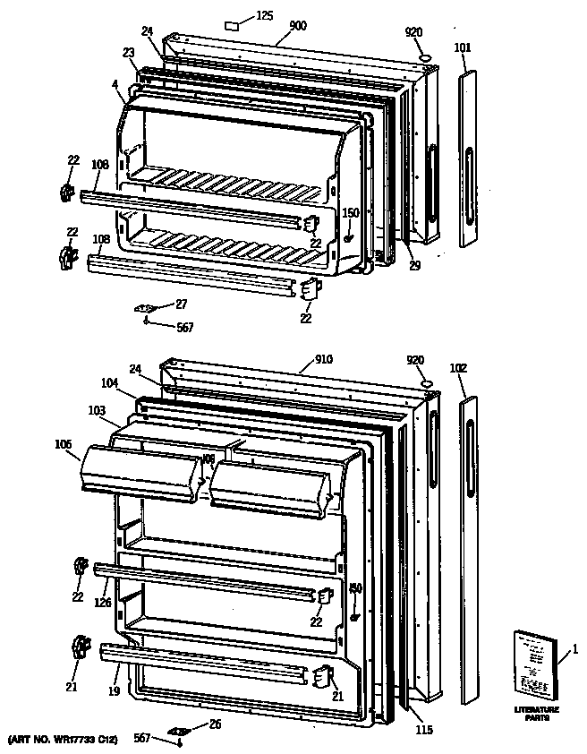 GE MTH16CYSGRWH doors diagram