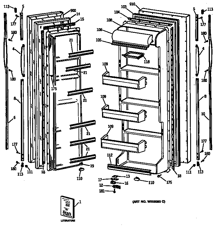 GE MSX20EASBWH doors diagram