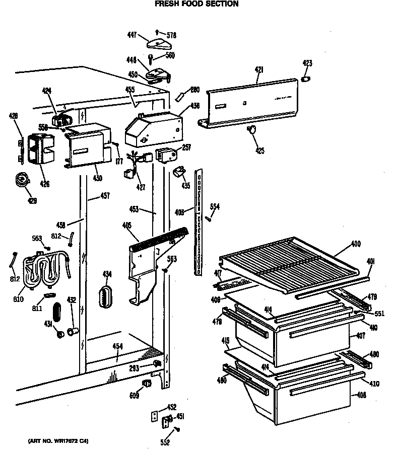 GE MSX22BRSBAD fresh food section diagram
