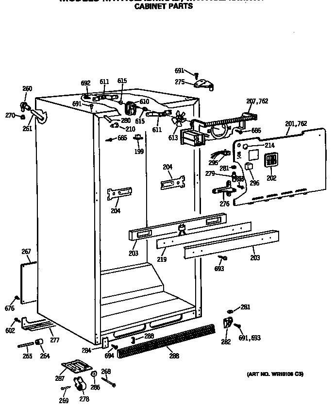 GE MTH18EASMRWH cabinet parts diagram