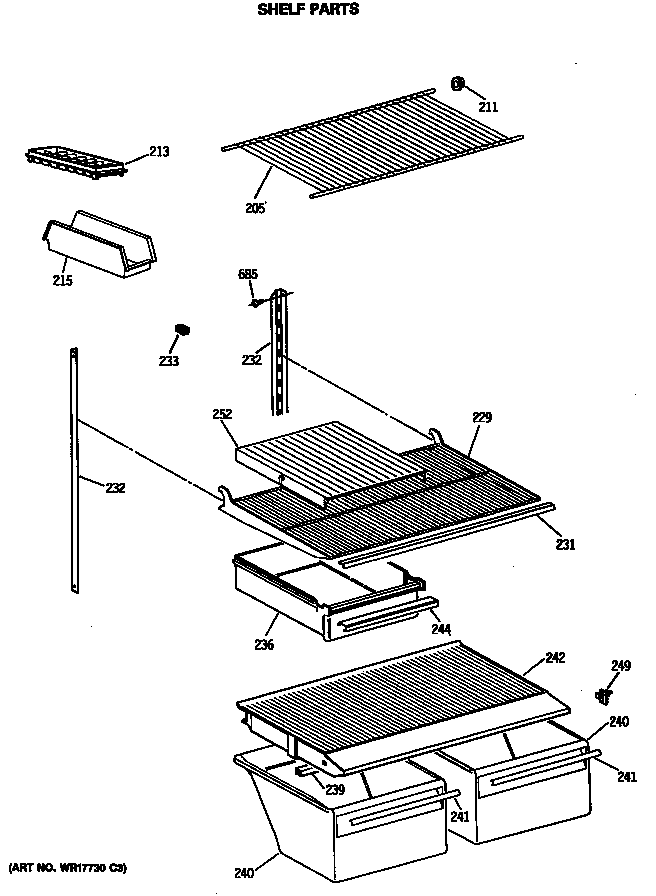 GE MTH18EASMRWH shelf parts diagram