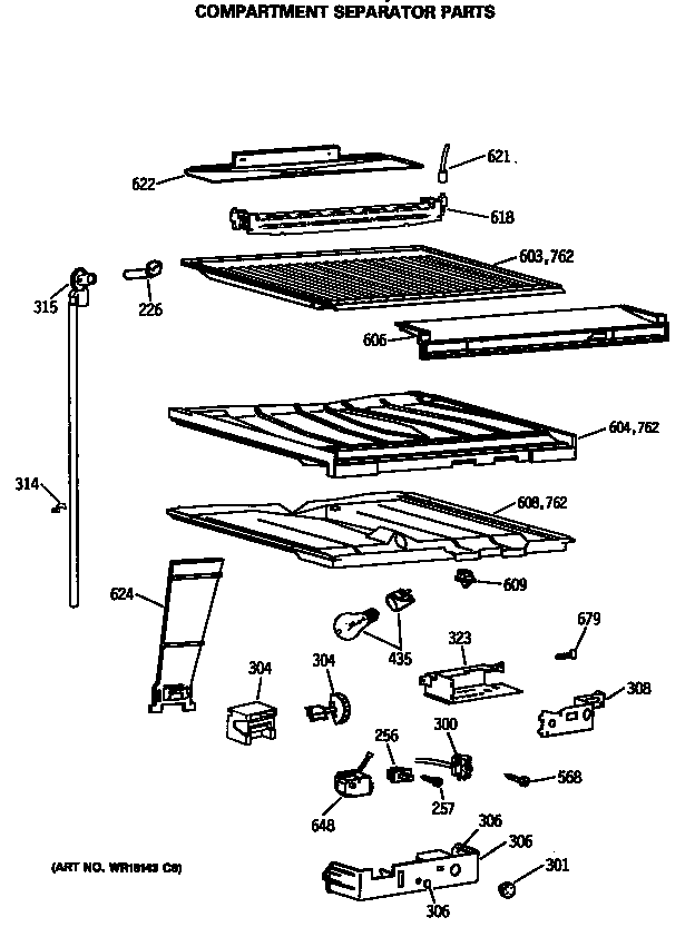 GE MTH18EASMRWH compartment separator parts diagram