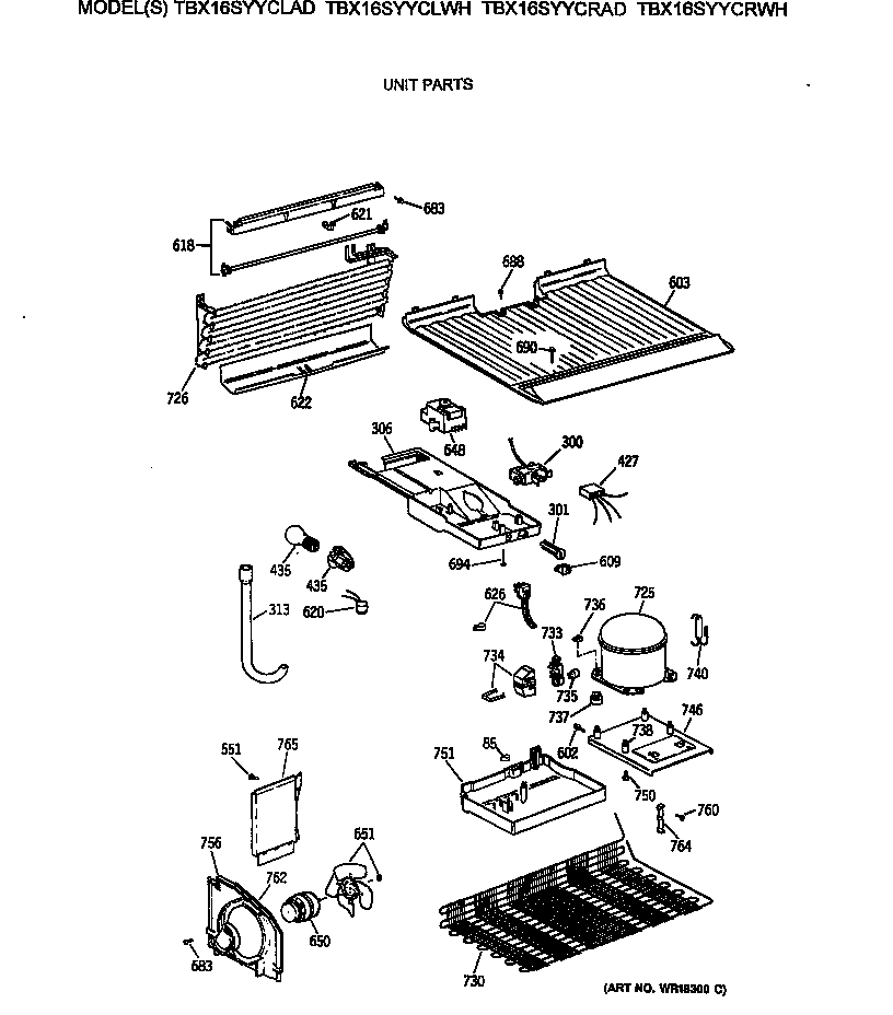 GE TBX16SYYCRAD unit parts diagram