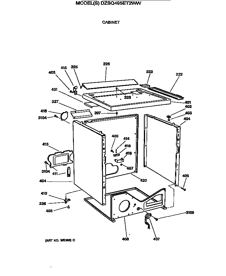 GE DZSQ495ET2WW cabinet diagram