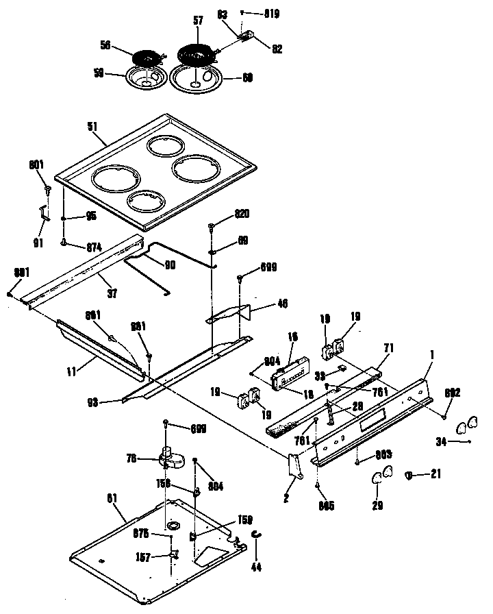 GE JSP26GP4AD cooktop diagram
