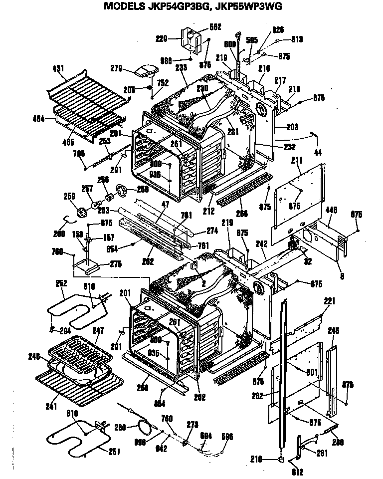 GE JKP55WP3WG ovens diagram