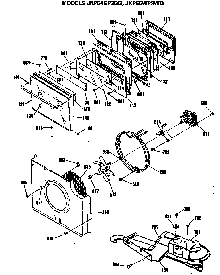 GE JKP55WP3WG door diagram