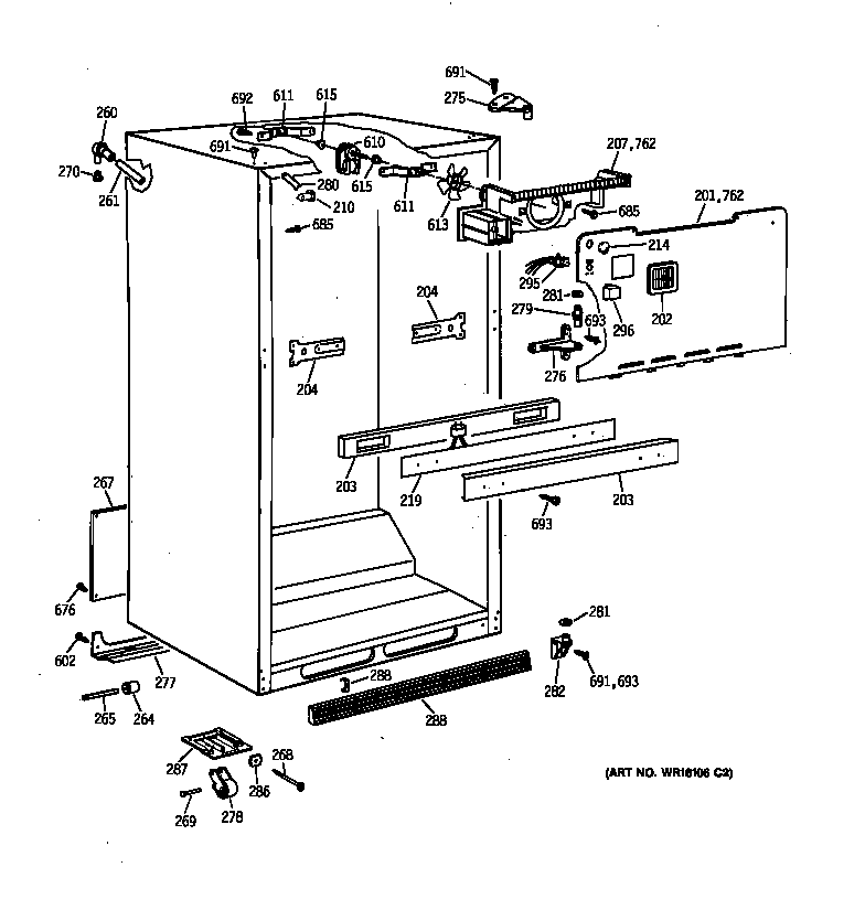 GE TBX21MAXFRWW cabinet parts diagram