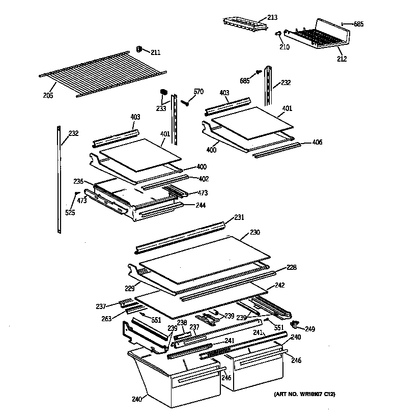 GE TBX21MAXFRWW shelf parts diagram