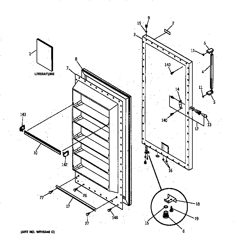 GE FP21DXARWH door parts diagram