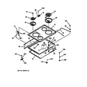 GE JDP37GV1BB cooktop diagram