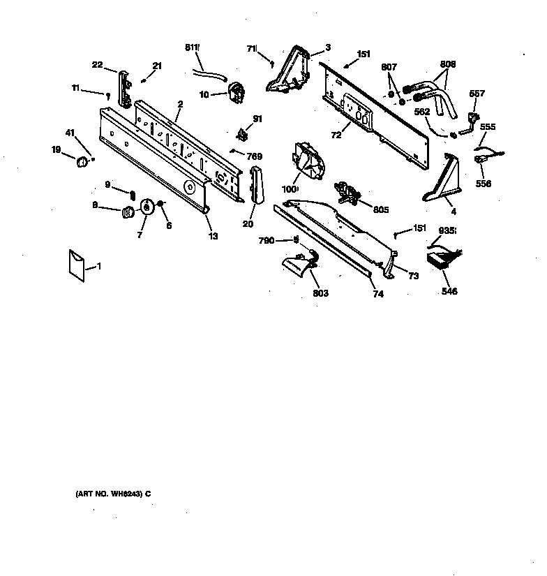 GE VBSR1070T5WB controls & backsplash diagram