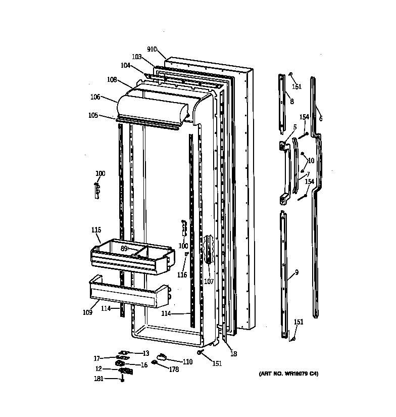 GE CSX27DRXDAA fresh food door diagram