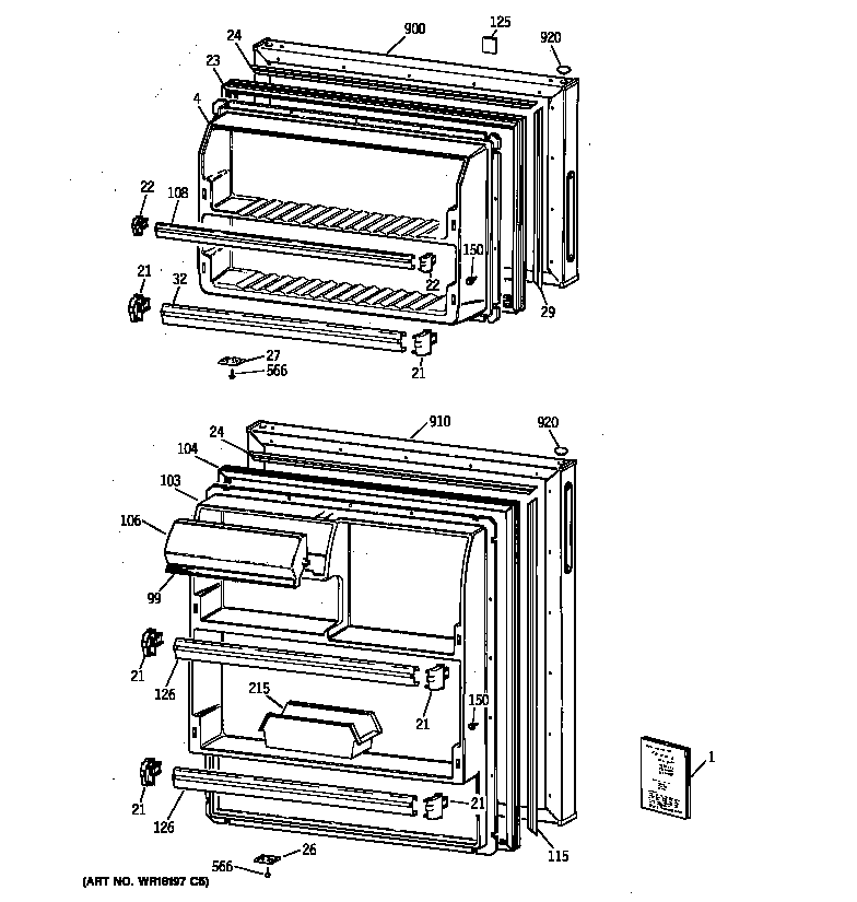 GE CTX14EYZBRAD doors diagram