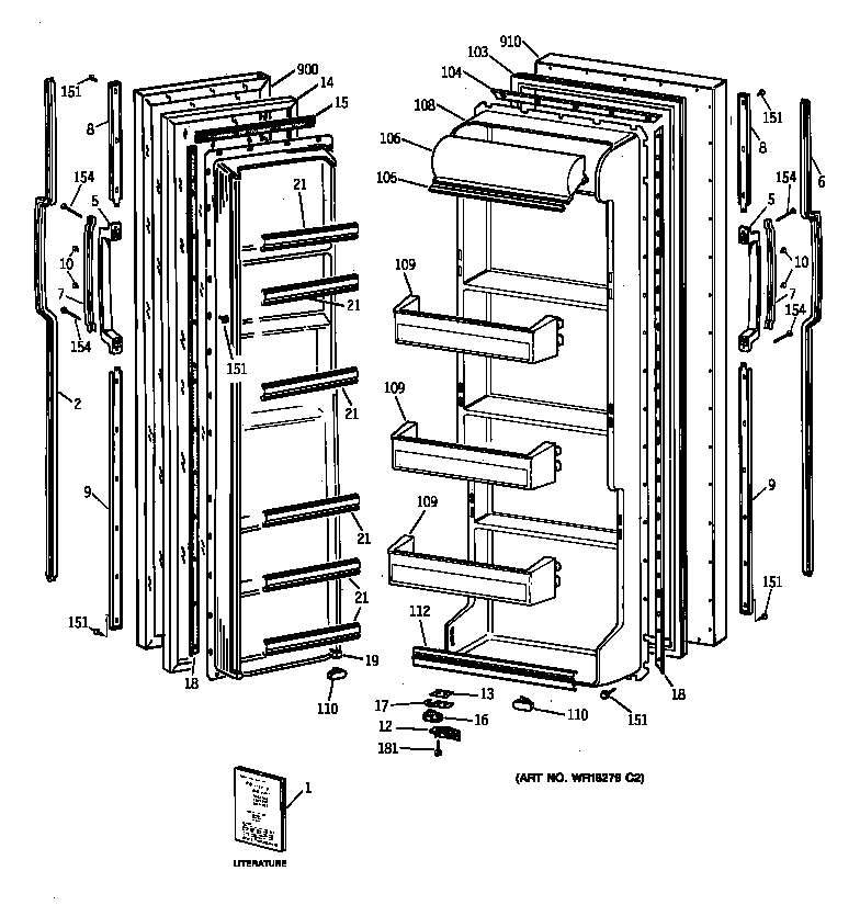 GE CSK22GAXEAD doors diagram