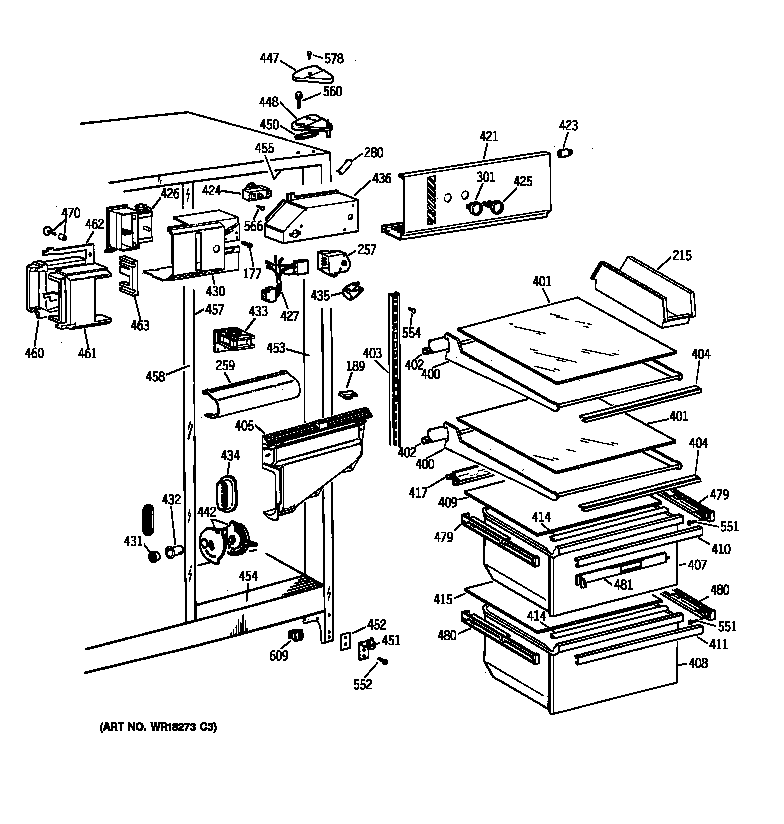 GE CSK22GAXEAD fresh food section diagram