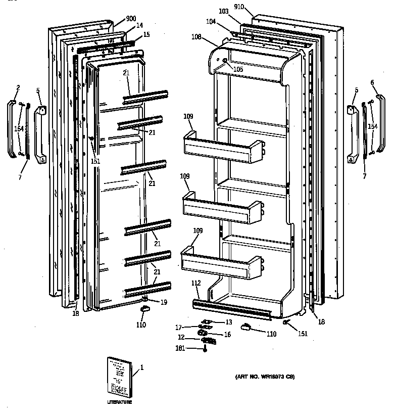 GE CSX19LAXFWH doors diagram