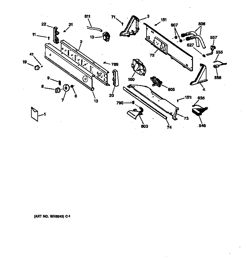Hotpoint VVXR1040V0WW controls & backsplash diagram