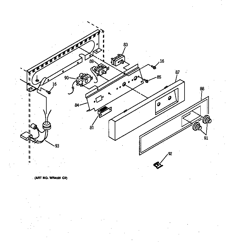 GE ZDIW50YA escutcheon & control components diagram