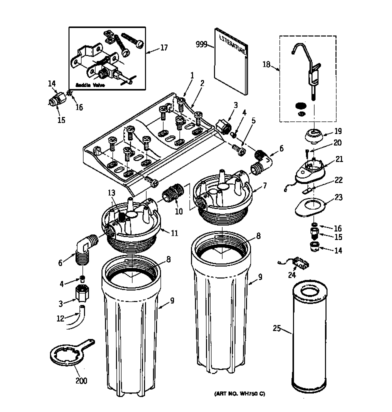 GE GXUV10Z01 water filter diagram