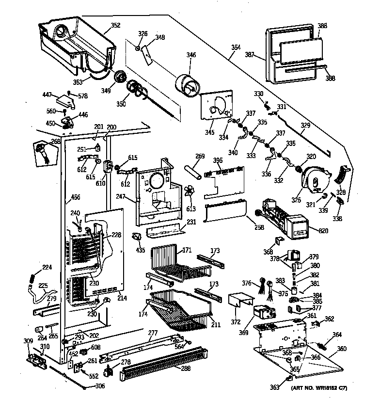GE TPX21BRXFWW freezer section diagram